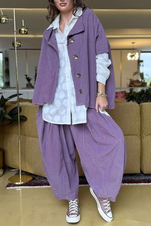 Made in Italy Cooper Needlecord Cap Sleeve Jacket Dewberry